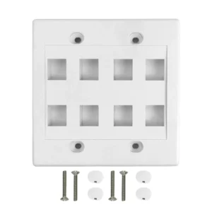 Dual gang 8 port keystone plate